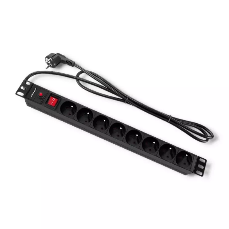 Qoltec 53996 regleta de enchufes para RACK 19 | 1U | 16A | PDU | 8xFRANCÉS | 2m