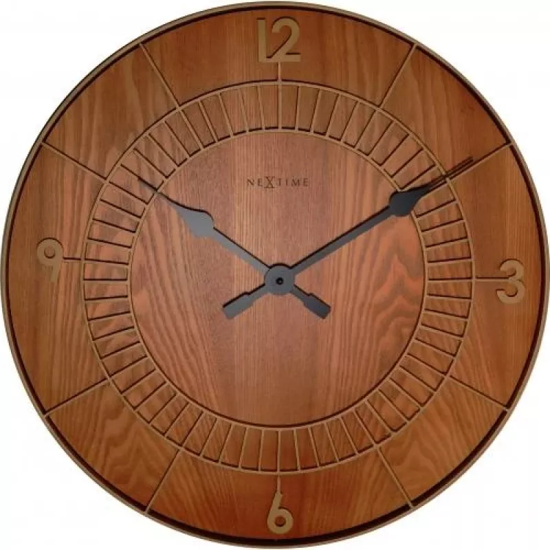 Reloj NeXtime 3113br Wood Round, Ø50 cm, reloj de pared, marrón