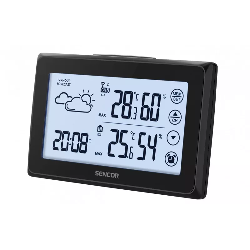 Estación meteorológica SENCOR SWS 2850 — temperatura y humedad interior/exterior, 1 sensor inalámbrico, 433,92 MHz, memoria máx/mín