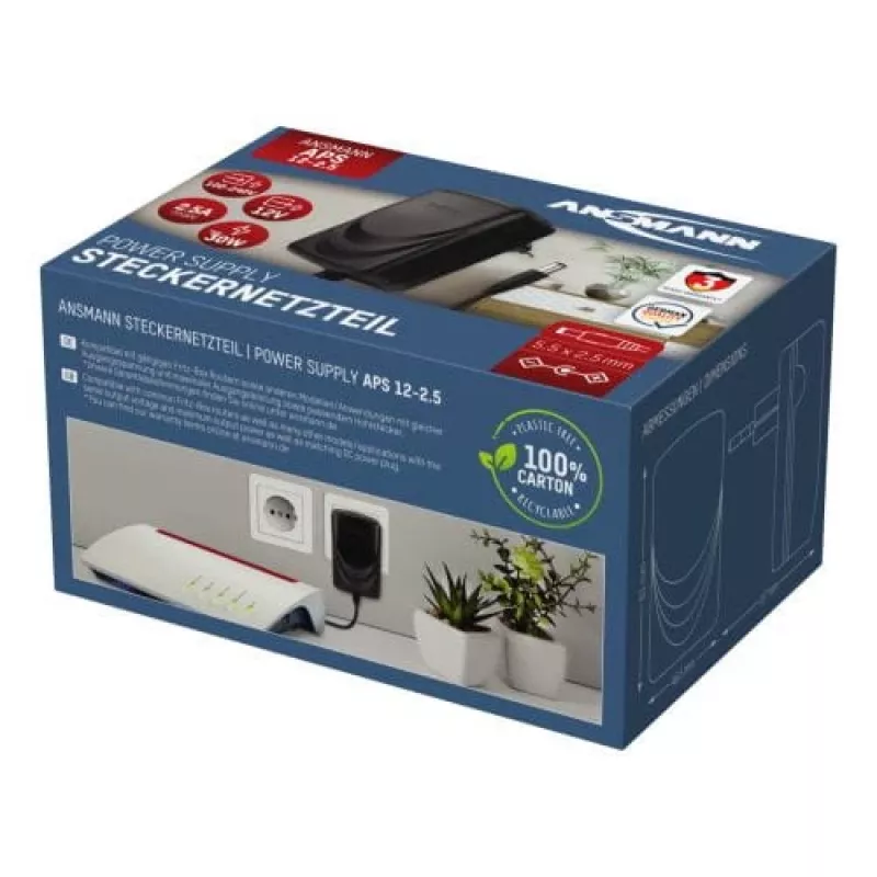 Fuente de alimentación ANSMANN 1201-0027 12 V DC 2,5 A