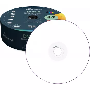 DVD-R MediaRange MR407 4,7 GB 16x imprimible por inyección de tinta 25 unidades