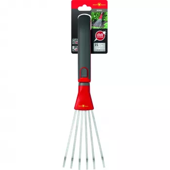 Rastrillo de jardín Sourcing LD-M/ZM 015 — púas de acero, rojo, tamaño mediano