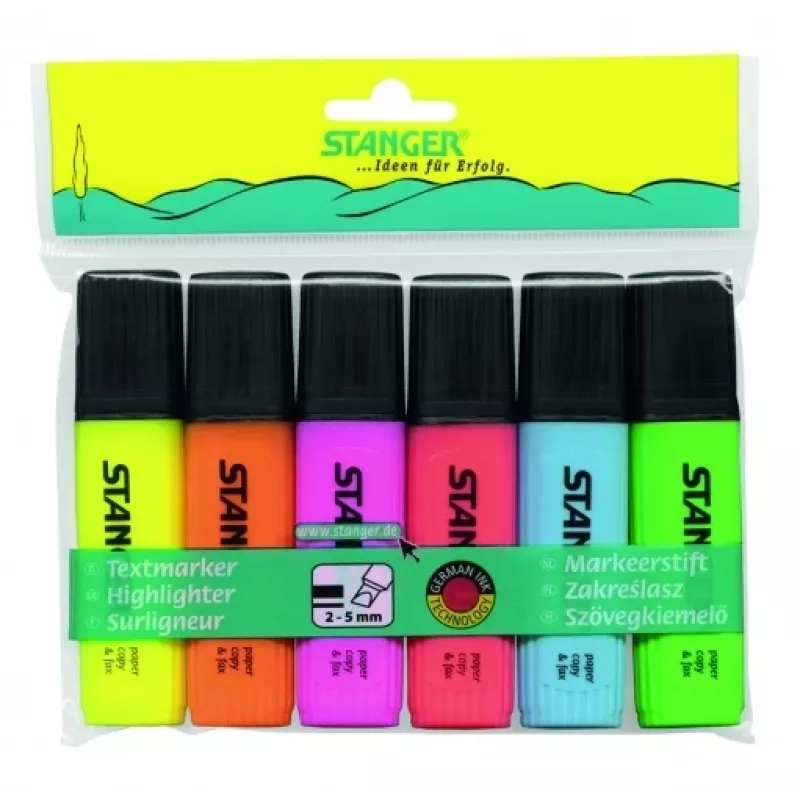 STANGER rotulador fluorescente, 1-5 mm, set de 6 uds. 180008000