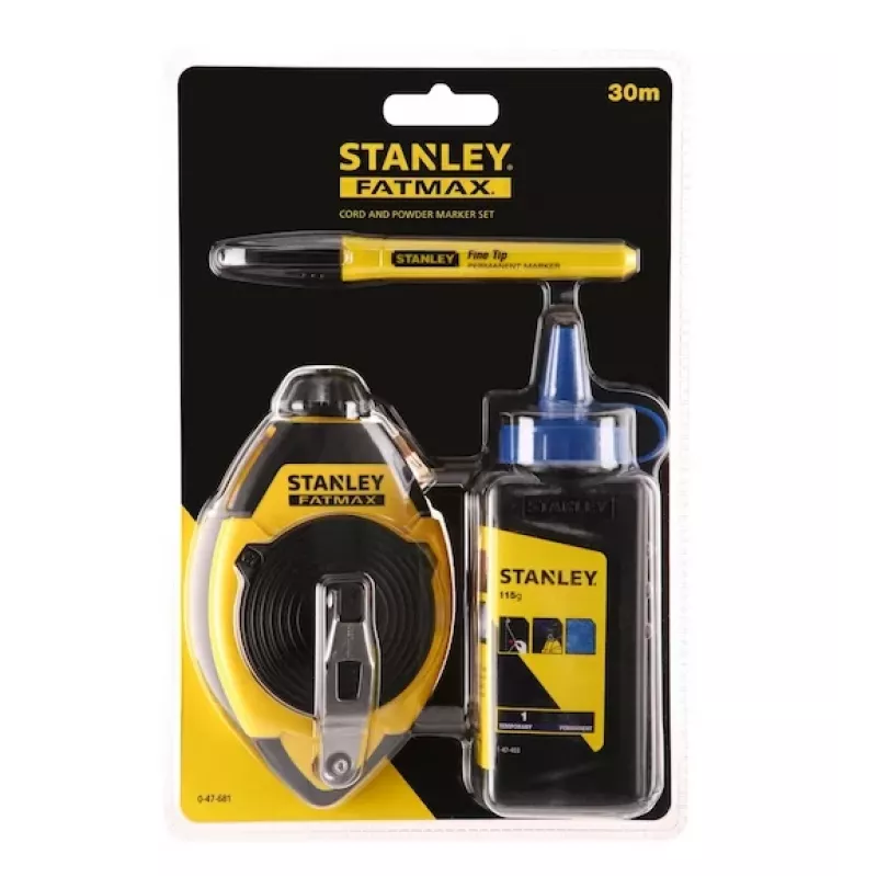 Juego de cuerda de tiza STANLEY FATMAX 30 m, carcasa de plástico, negro/amarillo (0-47-681)