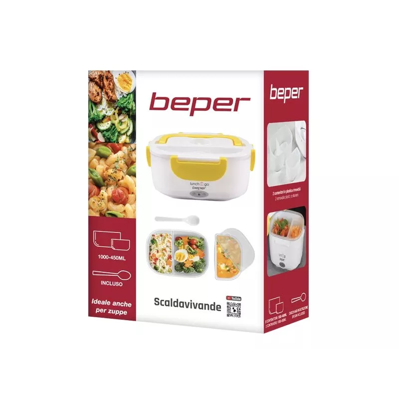 Fiambrera eléctrica Beper 90.920G – calientacomidas 1 L, amarillo