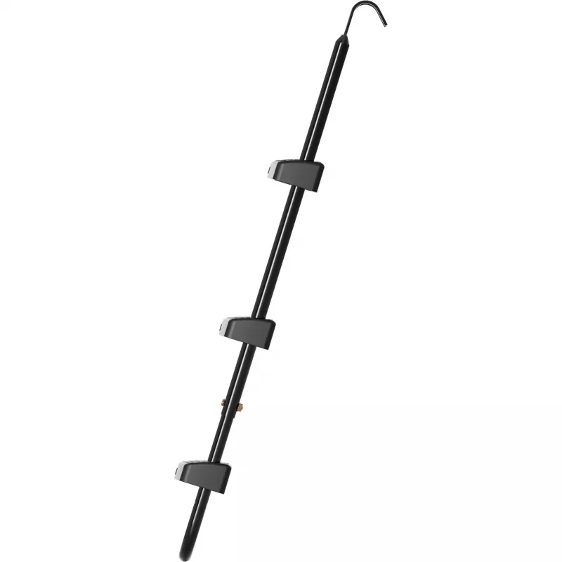 Escalera para trampolín HUDORA universal 70–100 cm, negra, peldaños de seguridad ajustables