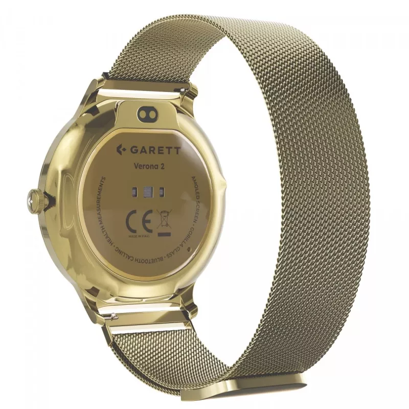 Smartwatch Garett Verona 2 Gold Mesh con Bluetooth y medidor de frecuencia cardíaca