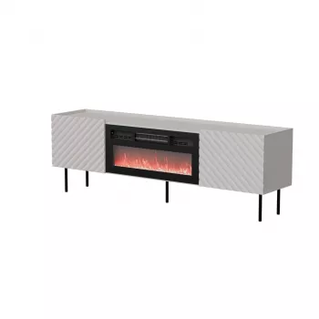 Mueble TV cama meble LUCCA 180x40x59 cm, superficie cashmere, chimenea negra