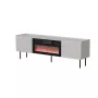 Mueble TV cama meble LUCCA 180x40x59 cm, superficie cashmere, chimenea negra