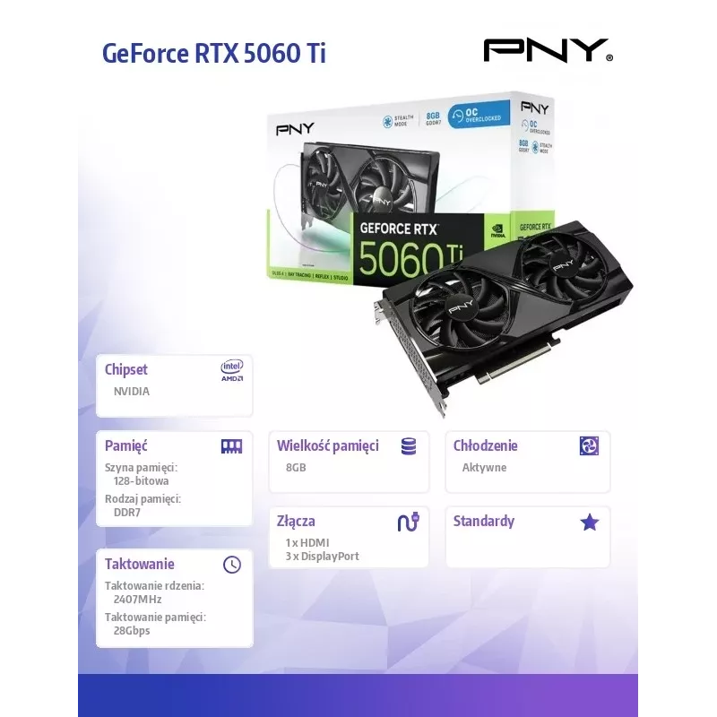 Tarjeta gráfica PNY GeForce RTX 5060 Ti 8GB GDDR7