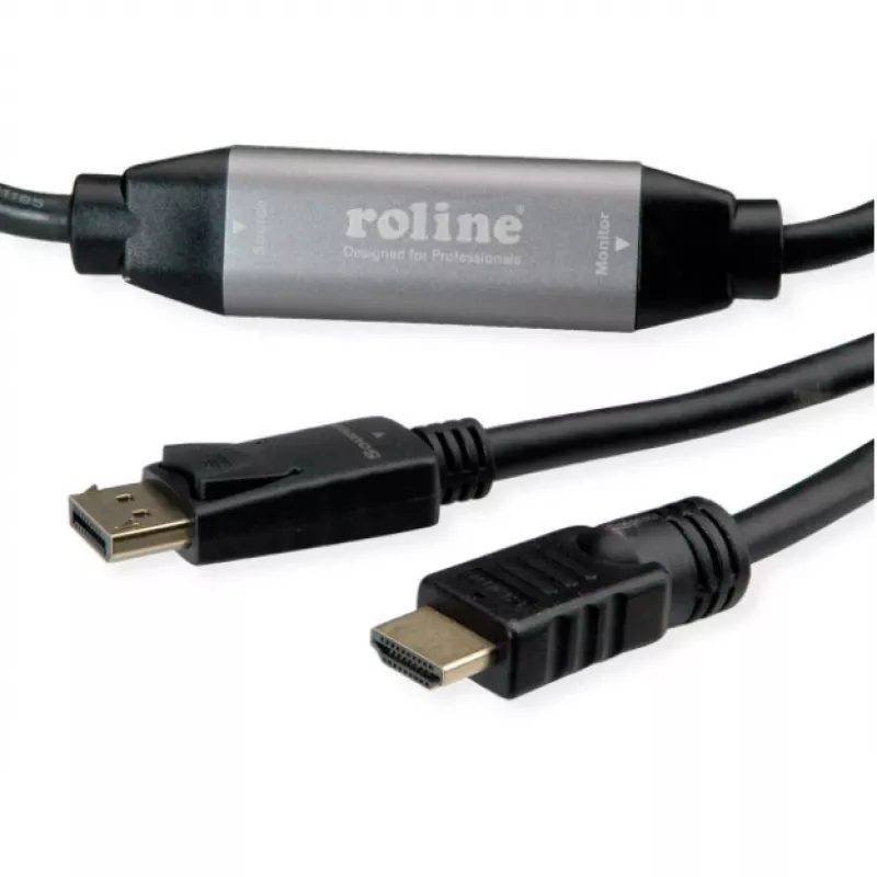 Adaptador de cable de vídeo ROLINE 11.04.5776 7.5m HDMI Type-A DisplayPort negro