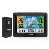 Higrómetro termómetro GreenBlue GB540 — interior 0–50°C / exterior -20–65°C, reloj DCF, sensor exterior 60 m, negro