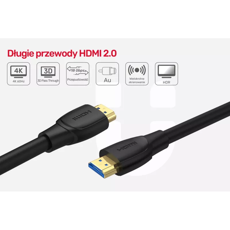 Cable Unitek HDMI 2.0, 4K 60Hz, C11068BK, 7 m