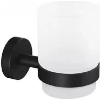 tesa 40566-00000-00 MOON negro vaso de cepillo de dientes adhesivo negro (mate), vidrio satinado (40566-00000-00)