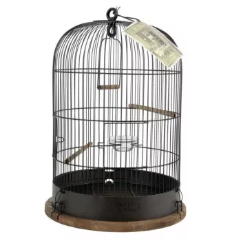 Jaula para pájaros ZOLUX Retro Lisette — jaula de metal para pájaros pequeños, Ø38 cm, altura 55 cm, marrón oscuro, incluye columpio