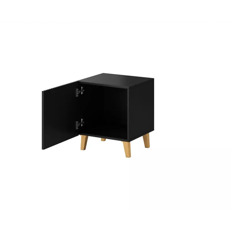 Set de mesitas de noche cama meble PAFOS, 2 uds., 45×40×51 cm, negro mate, MDF/aglomerado
