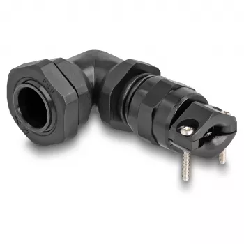Prensaestopas DeLOCK 90° acodado PG9 negro alivio de tracción
