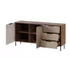 Cómoda cama meble ALMERA 156×42×75 cm, nogal/cashmere, 3 cajones, aglomerado