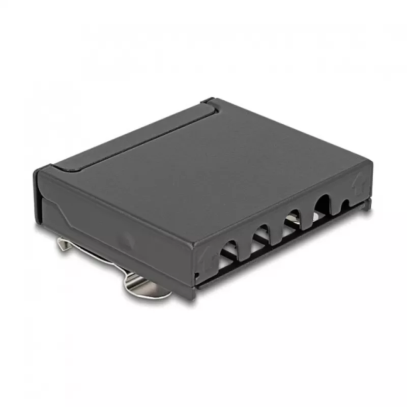Patch panel DELOCK mini sobremesa RJ45 4 puertos Cat.6A apantallado negro, metal, 90×22×93 mm