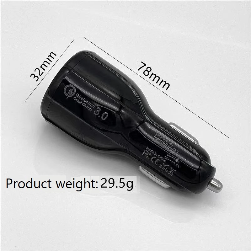 Manta MCC01QC3 cargador de coche, 2x USB, Quick Charge 3.0