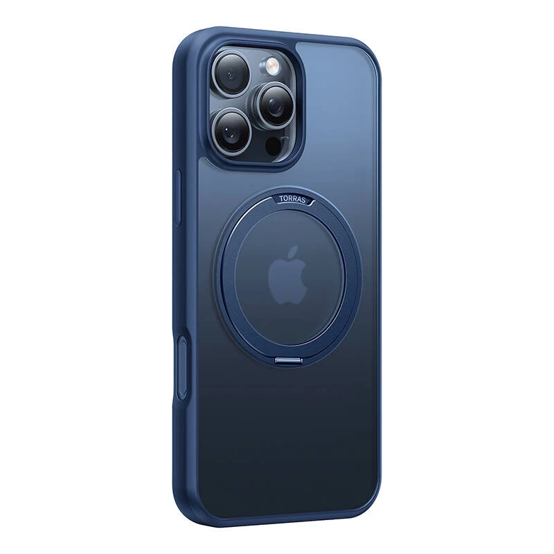 Funda protectora Torras Ostand Pro para iPhone 16 Pro, azul, diseño delgado
