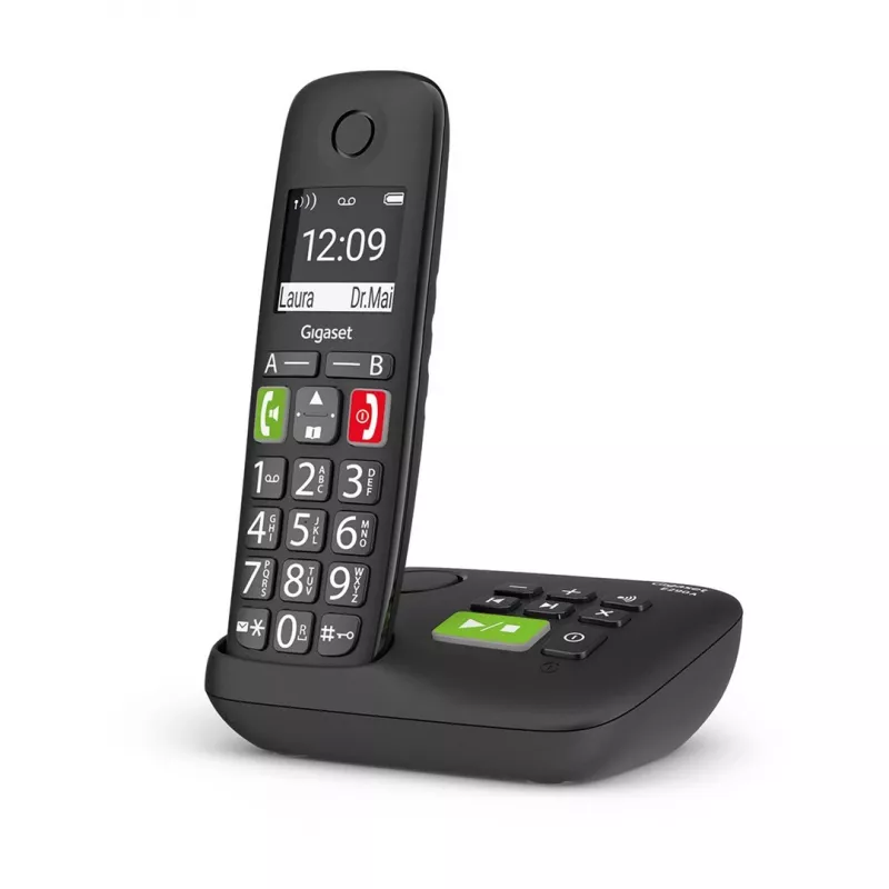 Gigaset E290A Teléfono analógico/DECT con identificación de llamadas Negro