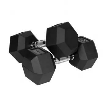 Mancuerna hexagonal Rebel Active con recubrimiento de goma 15 kg – mancuerna hexagonal individual, agarre compacto