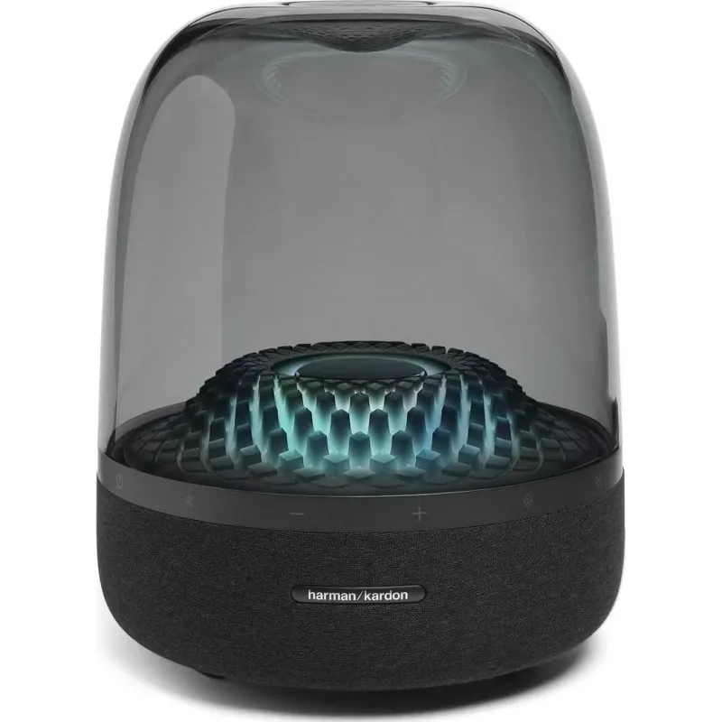 Altavoz portátil inalámbrico Harman/Kardon Aura Studio 4 — 100 W, 3 altavoces, 45–20000 Hz, negro/transparente