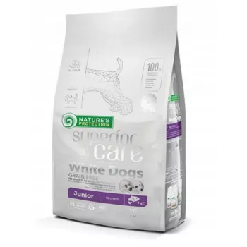 Pienso seco para cachorros nature's protection Superior Care White Dogs Grain Free Junior Salmon 10 kg — pienso seco, sin cereales, 26 % proteína, 15 % grasa
