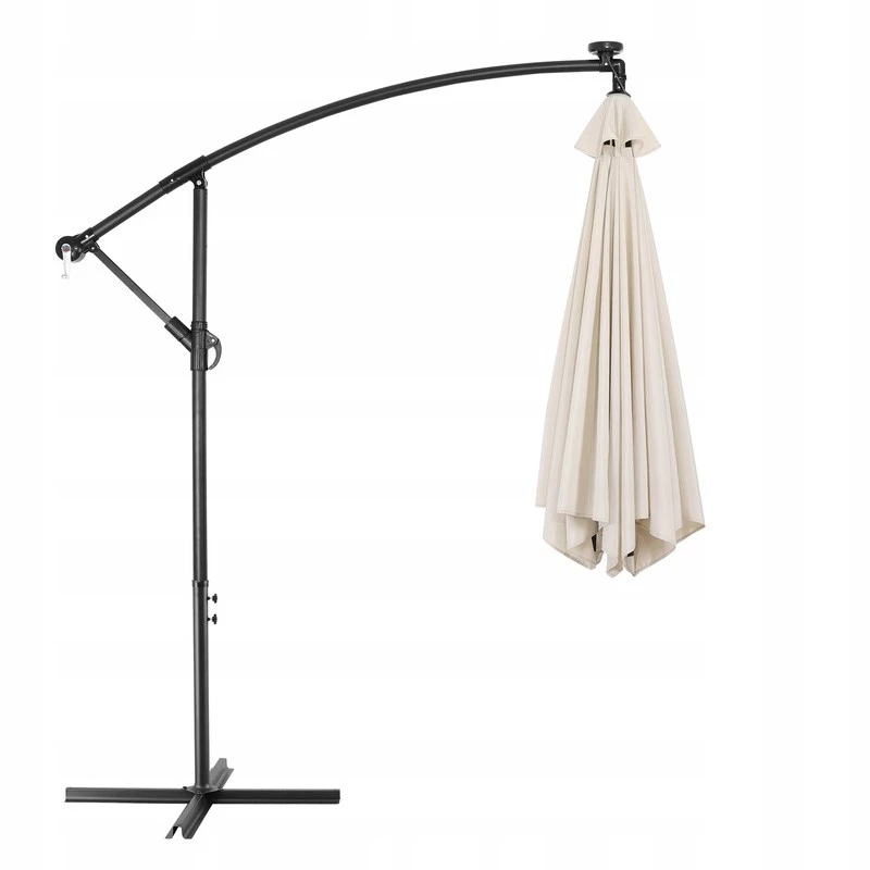 Sombrilla de jardín Extralink L-0713 3 m de diámetro, toldo beige, Modelo BLACK FOREST