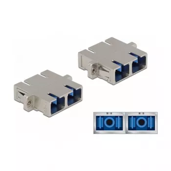 Acoplador de fibra óptica SC dúplex hembra a SC dúplex hembra monomodo metal DeLOCK 86873