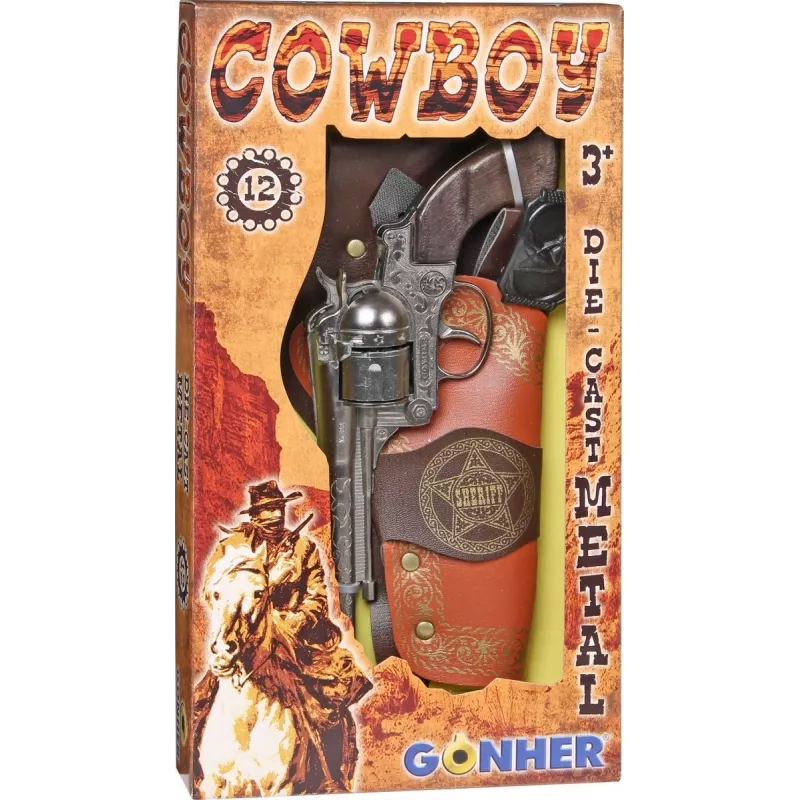 Revolver de metal Gonher con funda y cinturón