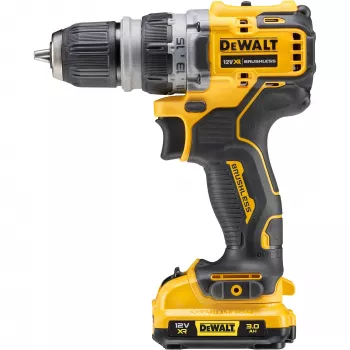 Taladro con Empuñadura de Pistola DeWalt DCD703L2T-QW — 12V, 3,0Ah x2, 1500 rpm, Portabrocas de Cambio Rápido 10 mm, 25,5 N·m, 0,9 kg