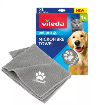 Toalla de microfibra VILEDA 172651 para gatos y perros, gris, 650×1000 mm, poliamida