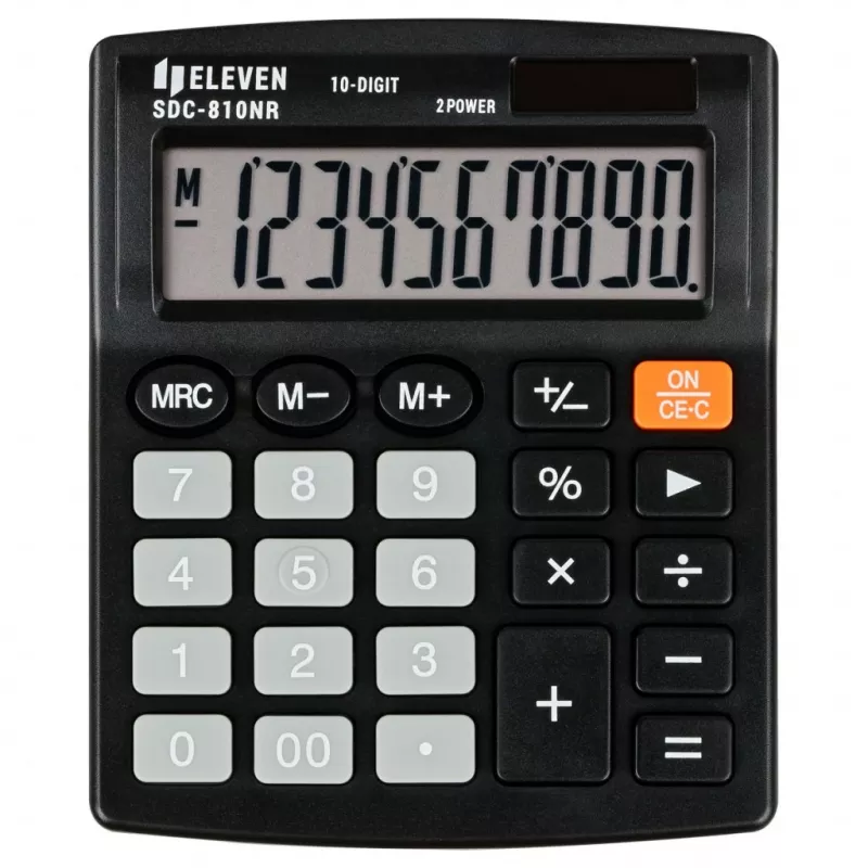 ELEVEN calculadora de oficina SDC-810NR pantalla de 10 dígitos, alimentación dual, negra