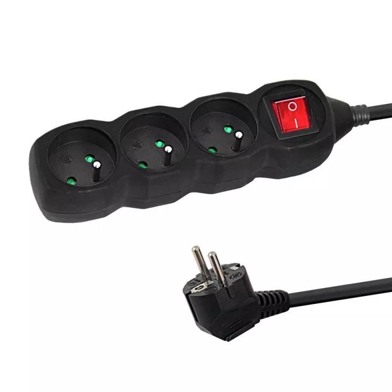 Alargador Esperanza ELK211K 3 m 3 tomas de CA para interiores negro
