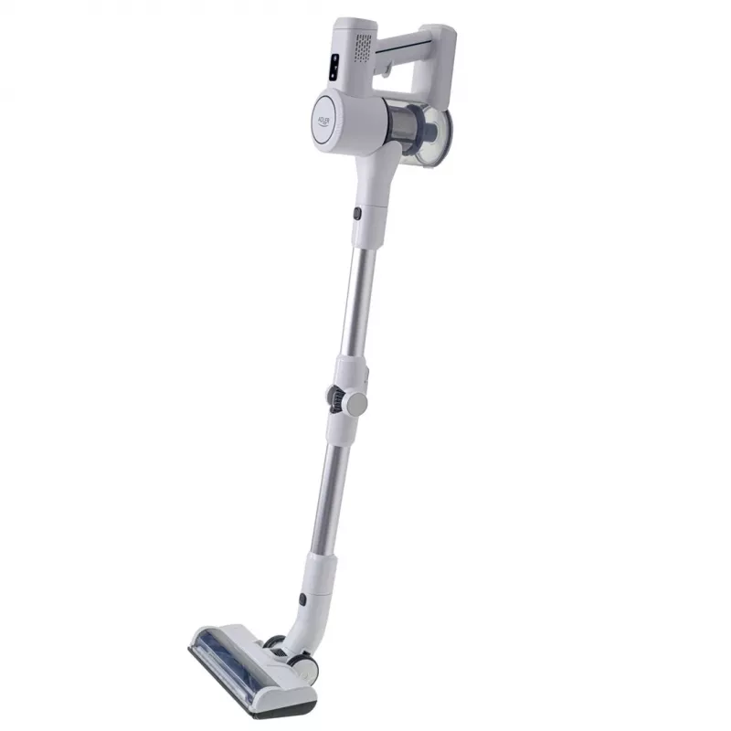 Aspirador de escoba con batería Adler AD 7060 — 350 W, batería de 22 V, hasta 35 min de autonomía, 16000 Pa de succión, sin bolsa, blanco