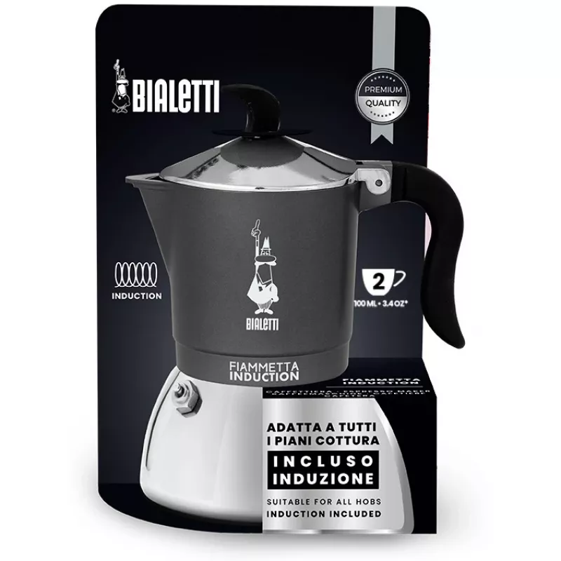 Cafetera de fogón de inducción BIALETTI FIAMMETTA 2 tazas, Gris