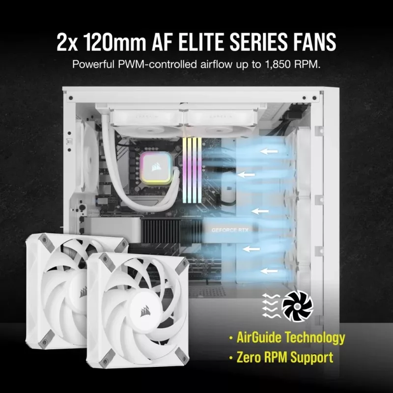 Sistema de refrigeración líquida para procesador CORSAIR iCUE H100i RGB ELITE pack de 1 Blanco 120 mm
