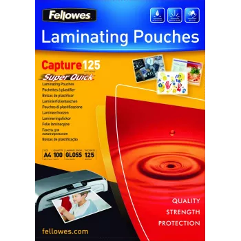 Fundas de laminar Fellowes SuperQuick A4 Glossy 125 micras
