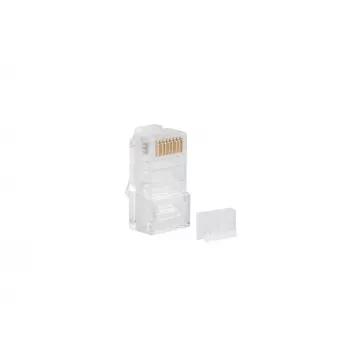 Conector macho RJ-45 LANBERG PLU-6000 para cable Cat6 U/UTP, transparente/blanco, pack de 100