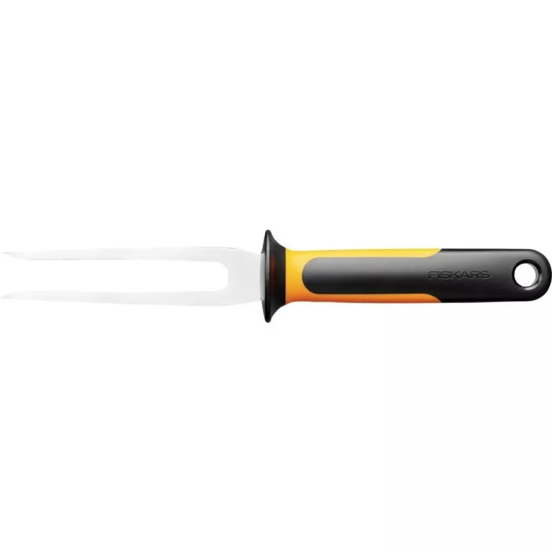 Tenedor de carne Fiskars 1057548 con mango de acero inoxidable, tenedor trinchante de dos puntas