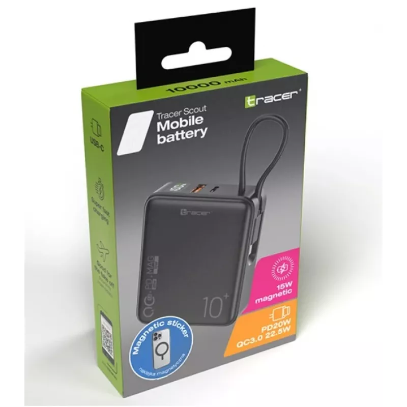 Cargador portátil Tracer Scout 10000 mAh MAG+PD+QC