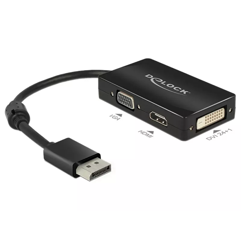 DeLOCK 0,16 m DisplayPort/VGA+HDMI+DVI VGA (D-Sub)+ HDMI + DVI negro