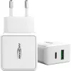 ANSMANN HC218PD - fuente de alimentación - 18 vatios - 3000 mA - PD, QC 3.0 - 2 puertos de salida (USB, USB-C) - blanco (1001-0111)