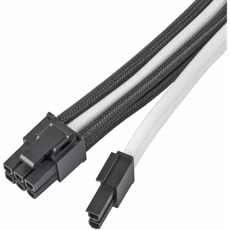 Cable de extensión de alimentación SILVERSTONE PP07E PCIe de 8 pines 30 cm (negro/blanco)