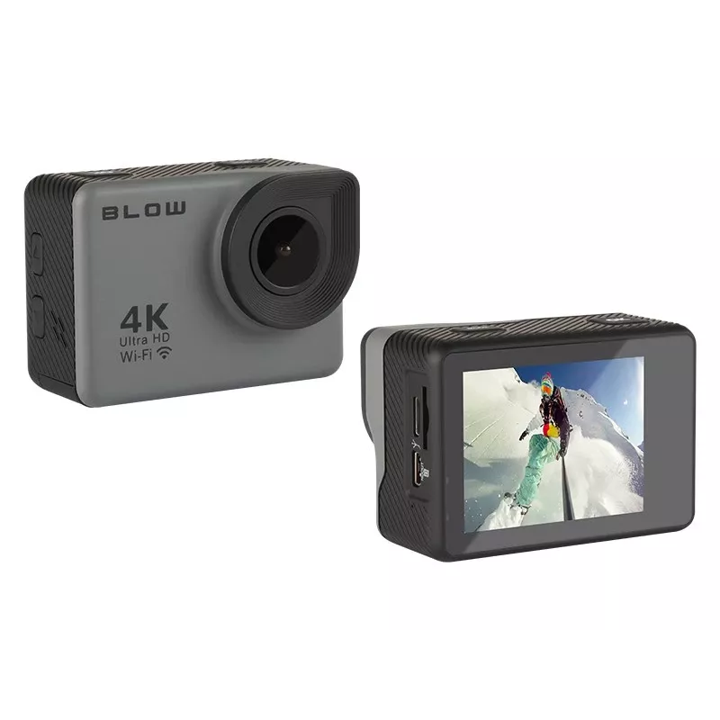Cámara de acción BLOW 78-538 – 4K Ultra HD, pantalla de 2 inch, campo de visión de 170°, Wi‑Fi, estabilizador de imagen, microSD hasta 64 GB