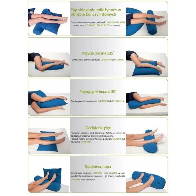 Cojín de posicionamiento en forma de media luna para cama de fibra de silicona azul