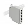 DeLOCK caja de distribución de fibra óptica para carril DIN 8 puertos gris