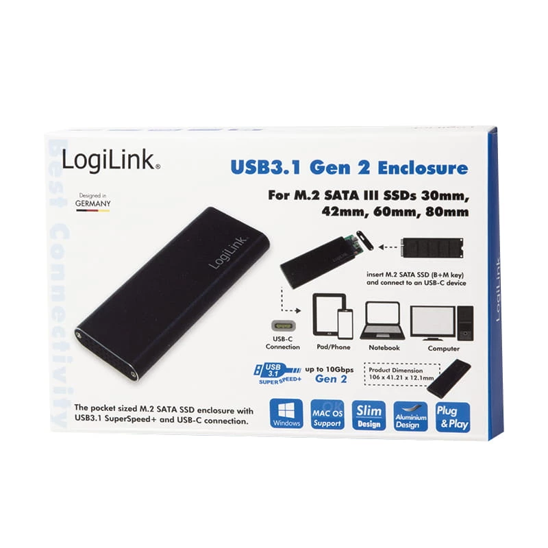 Carcasa para SSD LogiLink UA0314 negra M.2